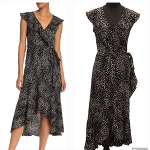 Max Studio Polka Dot Ruffle Wrap Dress